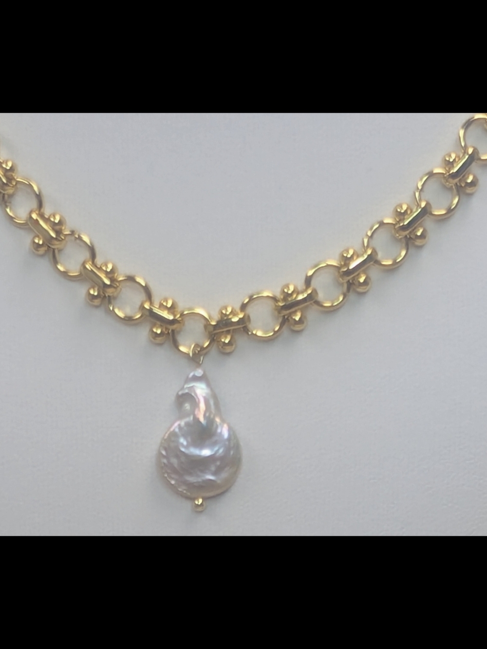 Baroque Pearl Necklace 18K Gold Plated Chain High Luster 16” + 2" Extender - Picture 4 of 9